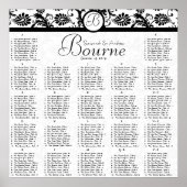 白黒のダマスク披露宴座席表 ポスター (正面)