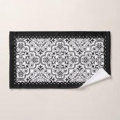 白黒のダマスク模様、ホタテ縁どロ バスタオルセット (ハンドタオル)