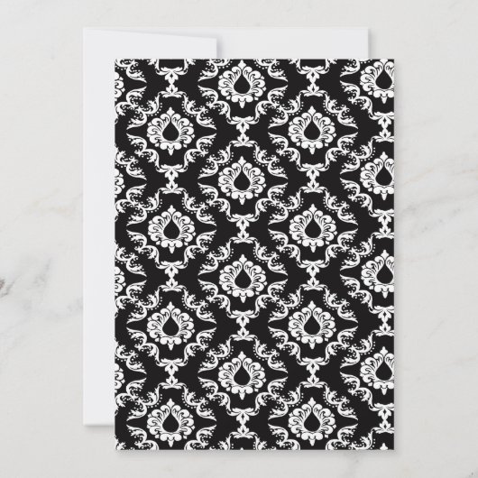 白黒のダマスク男の赤ちゃんの招待 招待状 (裏面)