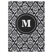 白黒のダマスク織のモノグラムのクリップボード クリップボード (裏面)