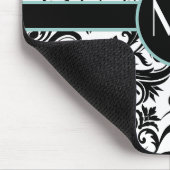 白黒のダマスク織のモノグラム マウスパッド (コーナー)