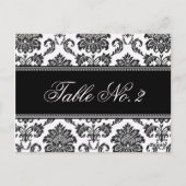 白黒のダマスコウェディングテーブル番号 ポストカード (裏面)