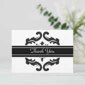白黒のダマススタイリッシュクにはいりがとう サンキューカード (スタンド正面)