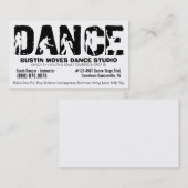 白黒のダンスのスタジオの踊りの先生 名刺 (正面/裏面)