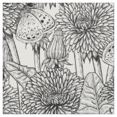 白黒のダンデリオン牧草地 ファブリック (見本)