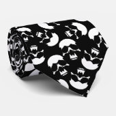 白黒のダークエステティックスカルパターン ネクタイ (ロール)