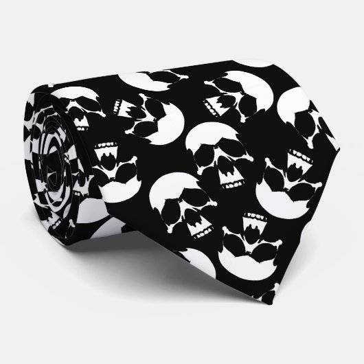 白黒のダークエステティックスカルパターン ネクタイ (ロール)