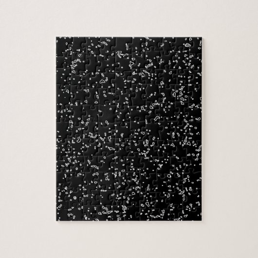 白黒のダークフラクタルアートパターンモダン ジグソーパズル (縦)