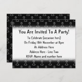 白黒のチェスパターン。 招待状 (正面/裏面)