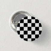 白黒のチェックシンプルパターン 缶バッジ (正面&裏面)