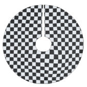 白黒のチェックラシックカーボード ブラッシュドポリエステルツリースカート (正面)