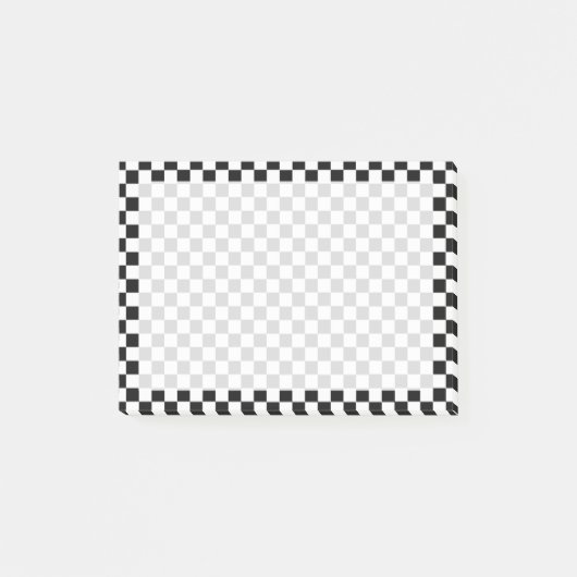 白黒のチェックラシックカーボード ポストイット (正面)
