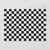 白黒のチェックラシックカーボード ポストカード (正面)