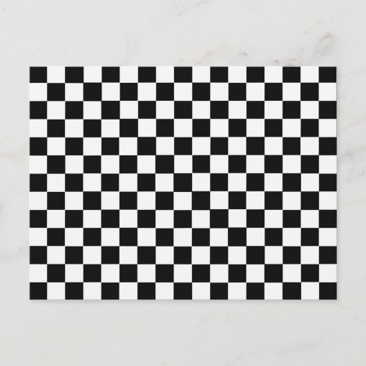 白黒のチェックラシックカーボード ポストカード (正面)