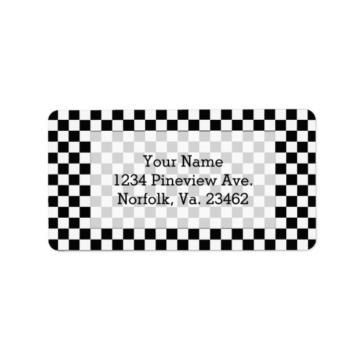 白黒のチェックラシックカーボード ラベル (正面)