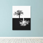 白黒のツリーモダンアートのキャンバス キャンバスプリント (インサイチュ (ウッドフロア))