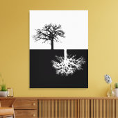 白黒のツリーモダンアートのキャンバス キャンバスプリント (インサイチュ (リビング))