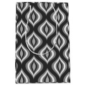 白黒のティアドロップのジオメトモダンリパターン ミディアムペーパーバッグ (正面)