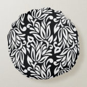 白黒のテキスタイル。 ラウンドクッション (裏面)