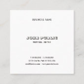 白黒のテンプレートのモダンB&Wのエレガントなミニマリスト スクエア名刺 (裏面)