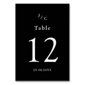 白黒のテーパーソナライズされたブル結婚番号 テーブルナンバー (正面)