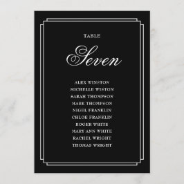 白黒のテーブル番号座席表 招待状