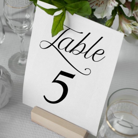 白黒のテーミニマルブル結婚カード テーブルナンバー