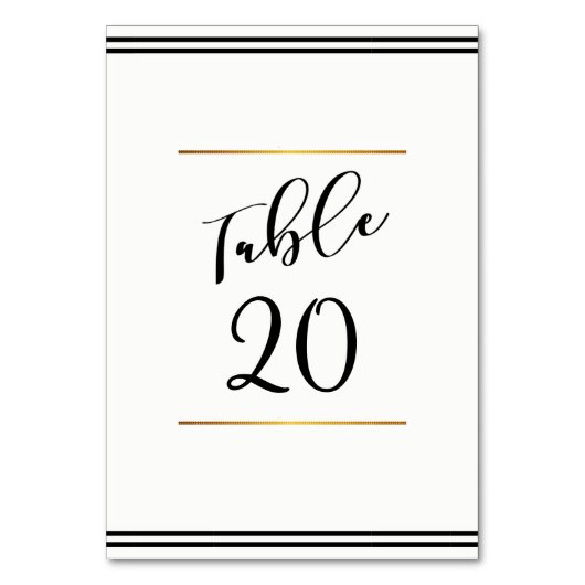 白黒のテー結婚ブルカード テーブルナンバー (正面)