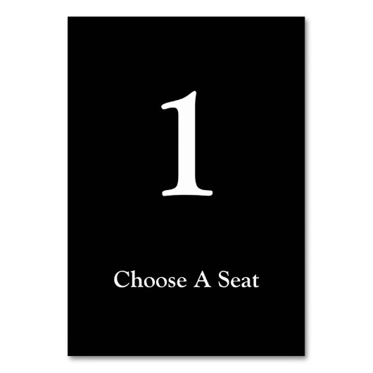 白黒のテー結婚ブル番号カード テーブルナンバー (正面)