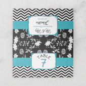 白黒のテー結婚ブル番号カード プレイスカード (外部開封)