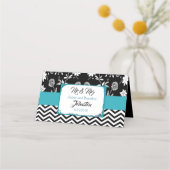 白黒のテー結婚ブル番号カード プレイスカード (裏面)