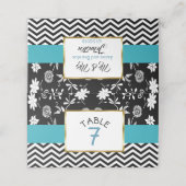 白黒のテー結婚ブル番号カード プレイスカード (外部開封)