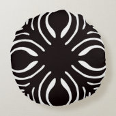白黒のデザインのデコール ラウンドクッション (裏面)