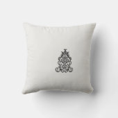 白黒のデザイン像華美 クッション (裏面)