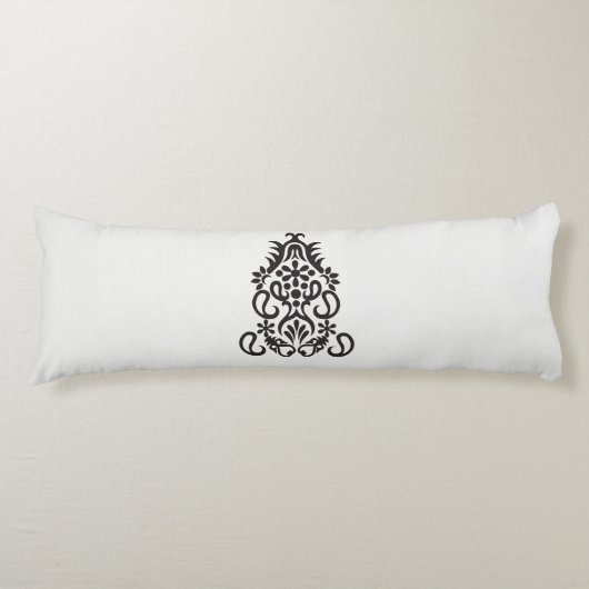 白黒のデザイン像華美 ボディピロー (正面)