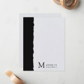 白黒のデッキエッジ色ブロックモノグラム ノートカード (正面/裏面インサイチュ)