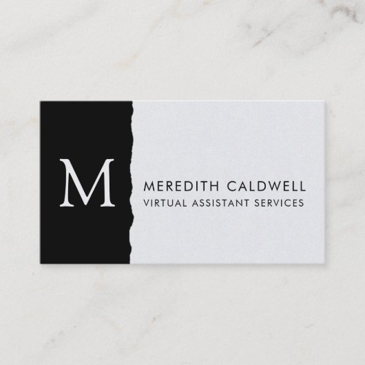 白黒のデッキエッジ色ブロックモノグラム 名刺 (正面)