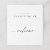 白黒のデリケートな歓迎結婚名&日付 プレイスカード (外部開封)