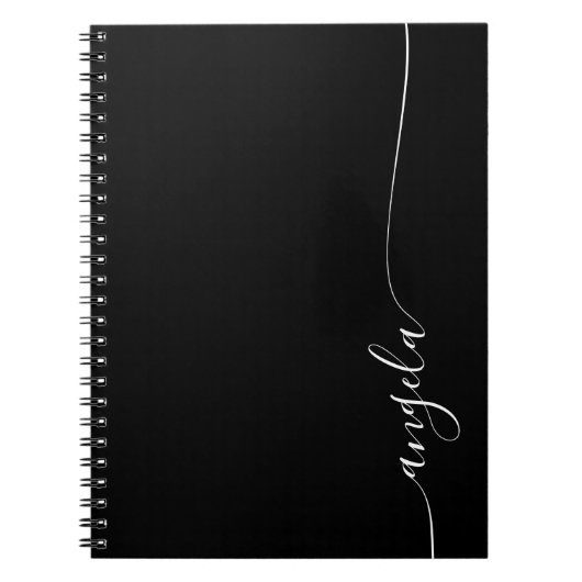 白黒のデリケートエレガントなシグネチャースクリプト ノートブック (正面)