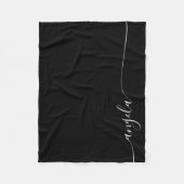 白黒のデリケートエレガントなシグネチャースクリプト フリースブランケット (正面)