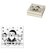 白黒のトナカイとサンタクロース ラバースタンプ (押印)