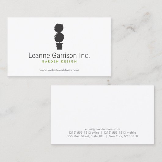 白黒のトピアリーロゴの名刺 名刺 (正面/裏面)