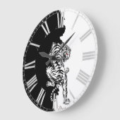 白黒のトラの荷物タグ三つ折りの財布l ラージ壁時計 (傾斜)