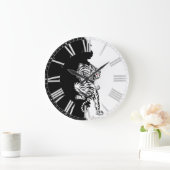 白黒のトラの荷物タグ三つ折りの財布l ラージ壁時計 (ホーム)