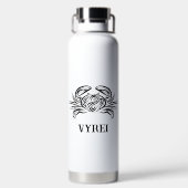 白黒のトライバルカニ ウォーターボトル (背面)