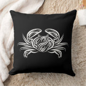 白黒のトライバルカニ クッション (ブランケット)