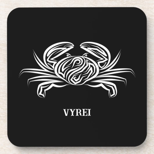 白黒のトライバルカニ コースター (正面)
