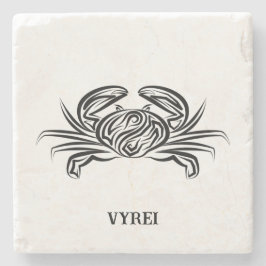 白黒のトライバルカニ ストーンコースター