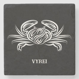 白黒のトライバルカニ ストーンコースター