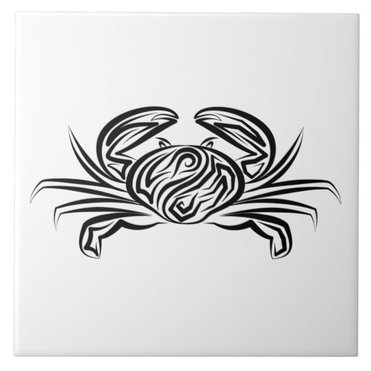 白黒のトライバルカニ タイル (正面)